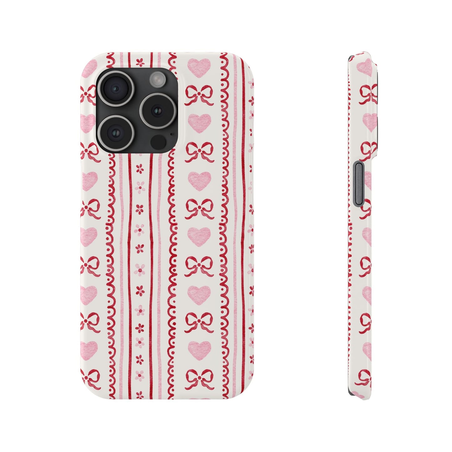 Watercolor Bow Slim Phone Case - Valentine's Day Print