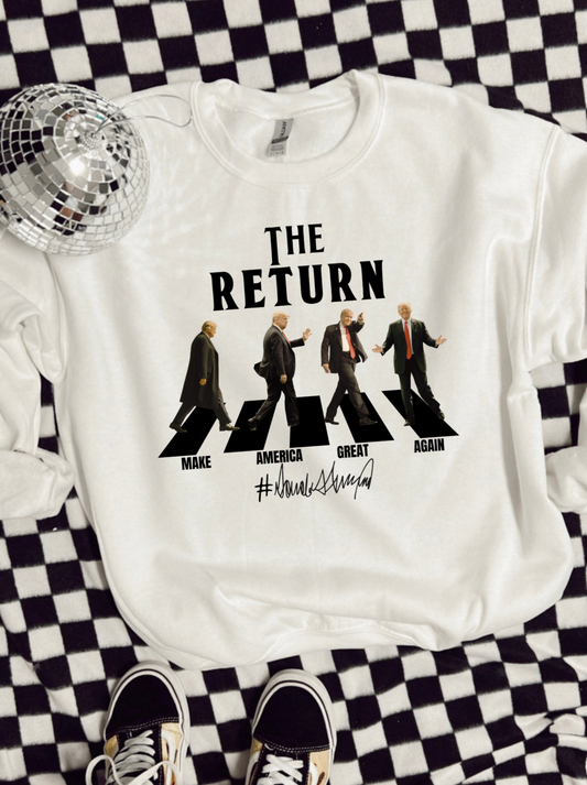 The return front design tee Gildan or comfort color