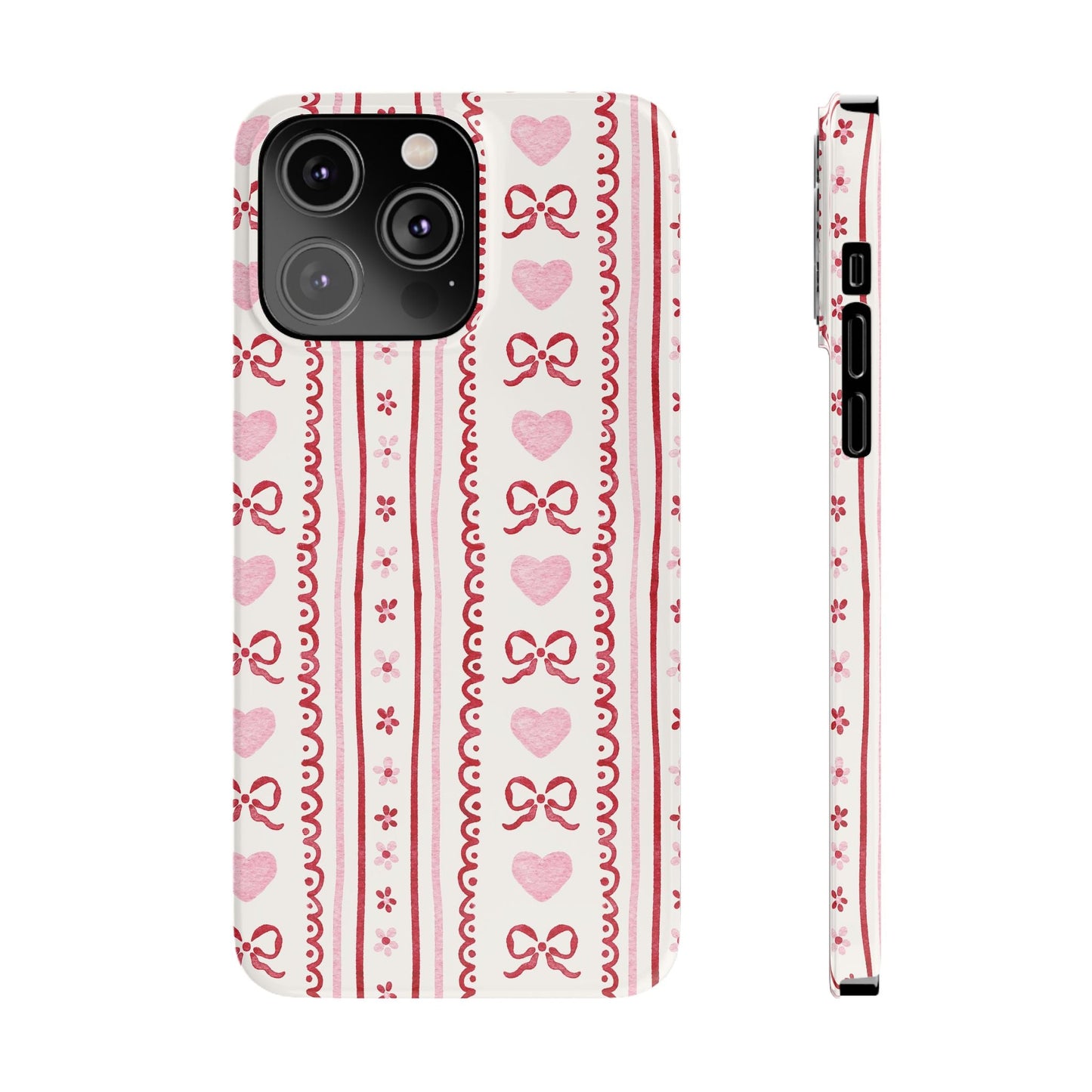 Watercolor Bow Slim Phone Case - Valentine's Day Print