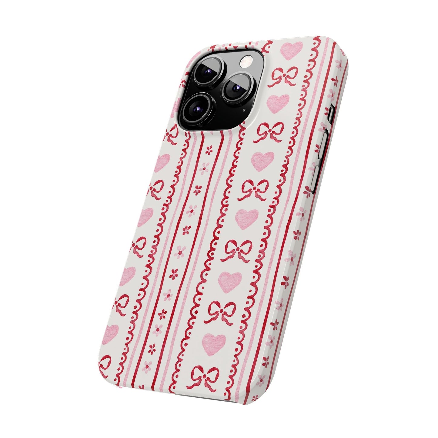 Watercolor Bow Slim Phone Case - Valentine's Day Print