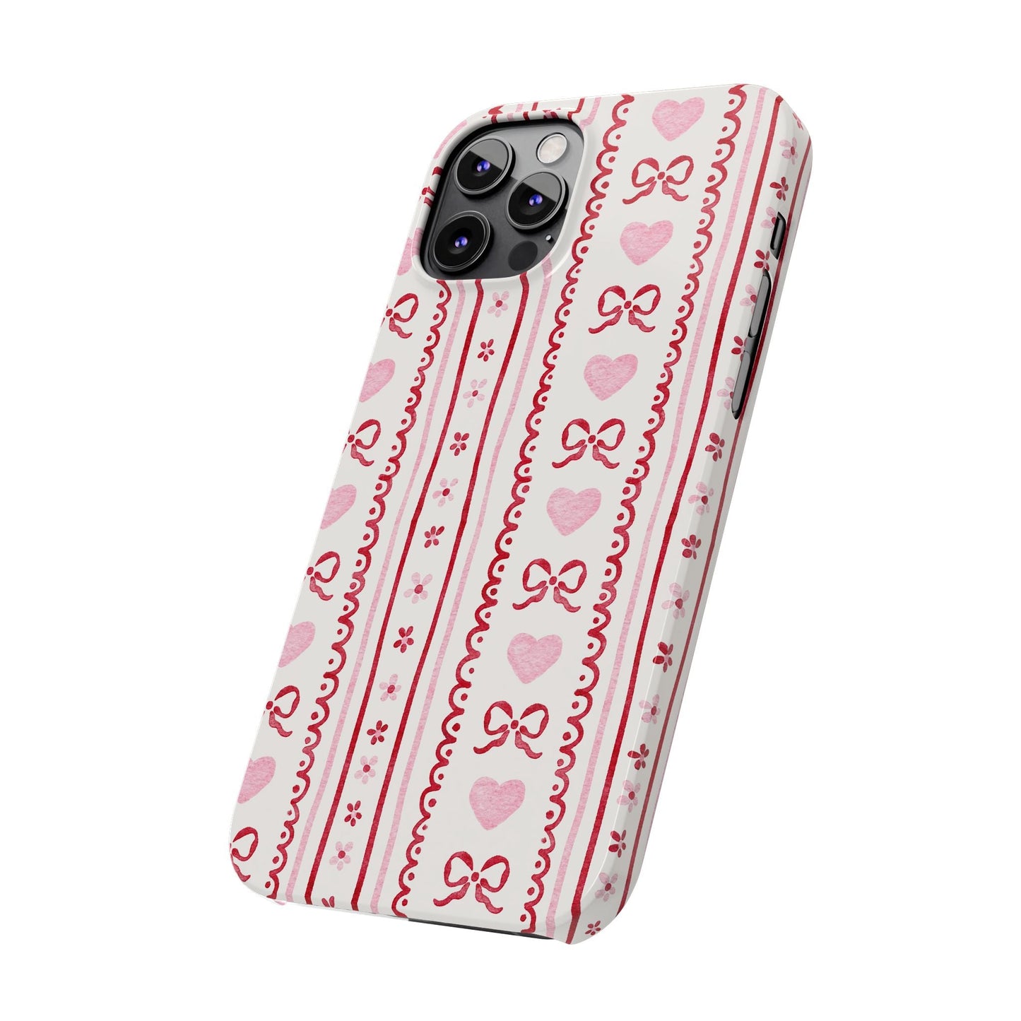 Watercolor Bow Slim Phone Case - Valentine's Day Print