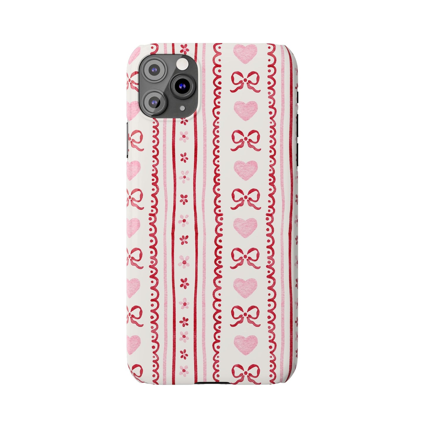 Watercolor Bow Slim Phone Case - Valentine's Day Print