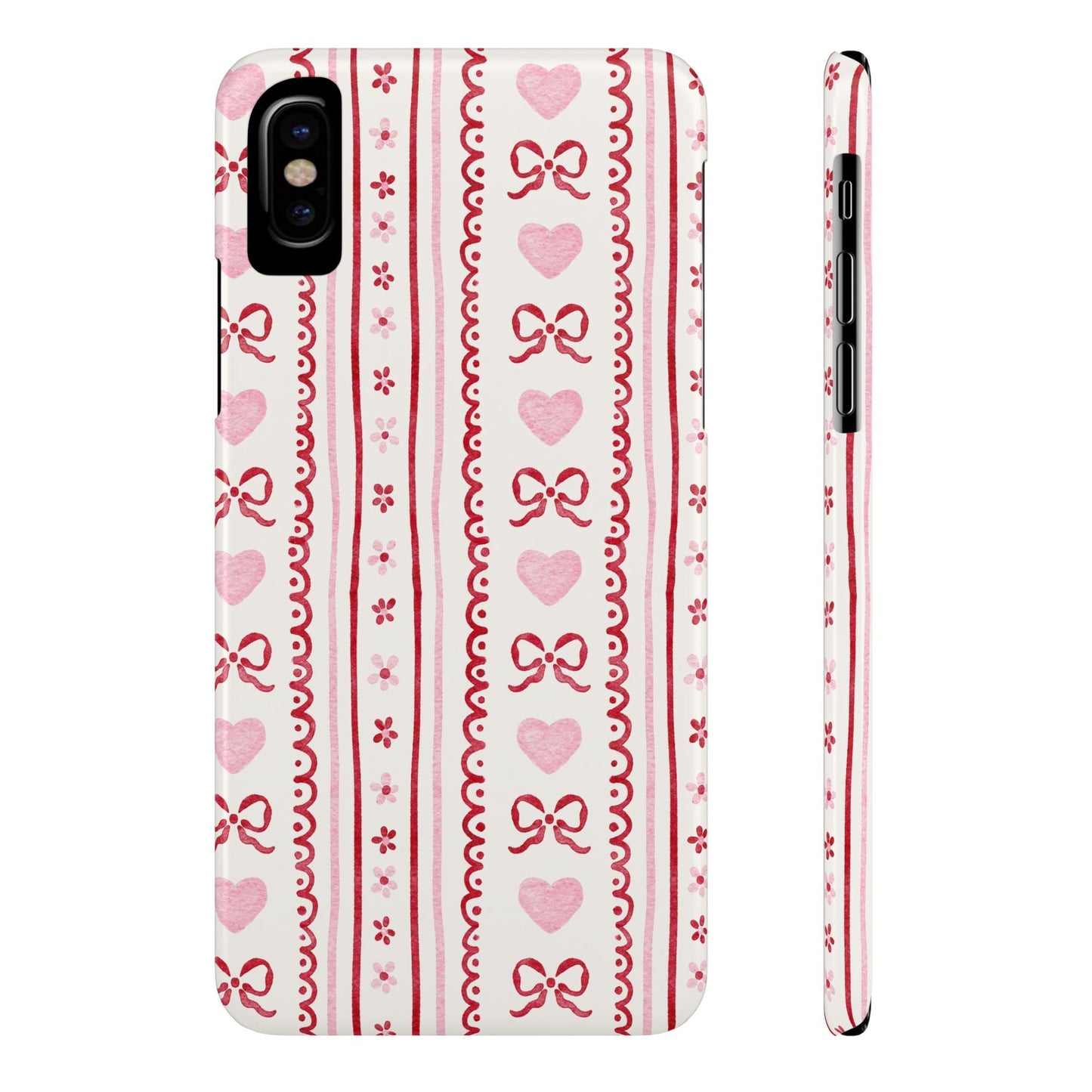 Watercolor Bow Slim Phone Case - Valentine's Day Print