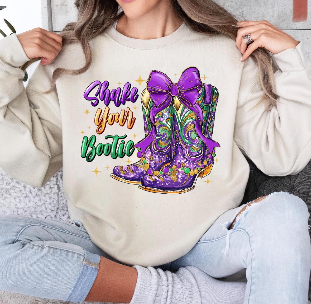 Shake your booty mardi gras tee & sweatshirt