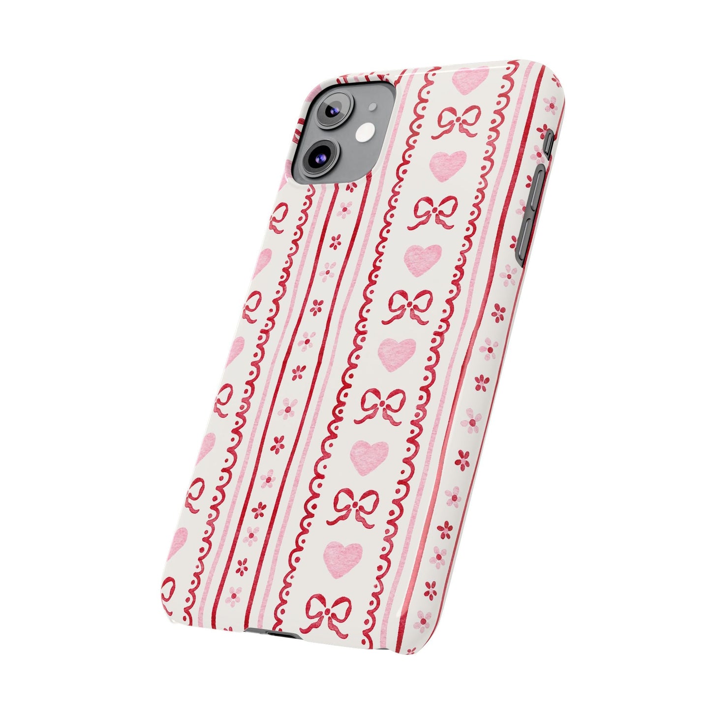 Watercolor Bow Slim Phone Case - Valentine's Day Print