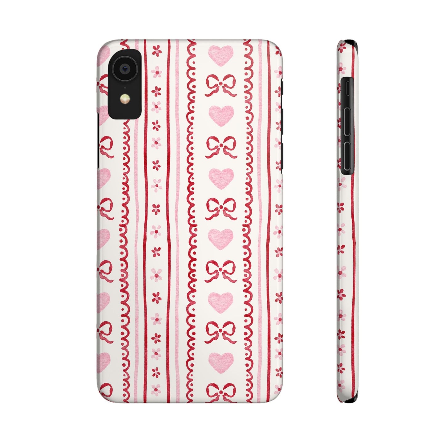 Watercolor Bow Slim Phone Case - Valentine's Day Print