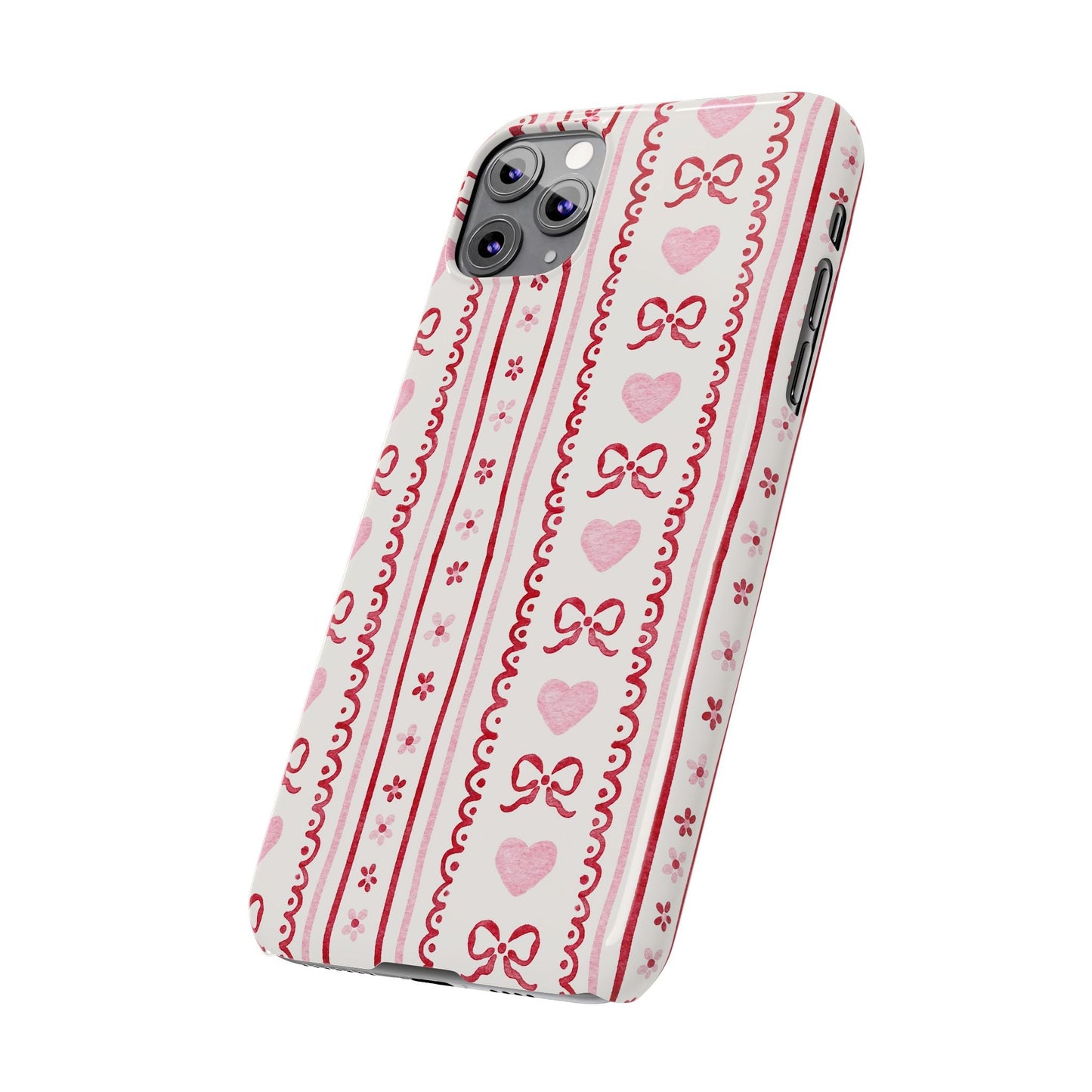 Watercolor Bow Slim Phone Case - Valentine's Day Print