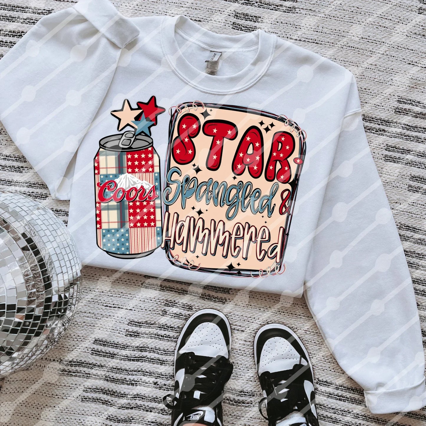 Star-spangled and hammered tee or sweatshirt