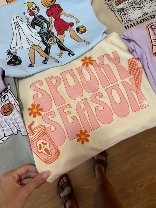 Spooky Season pink & orange grunge tee & sweatshirt