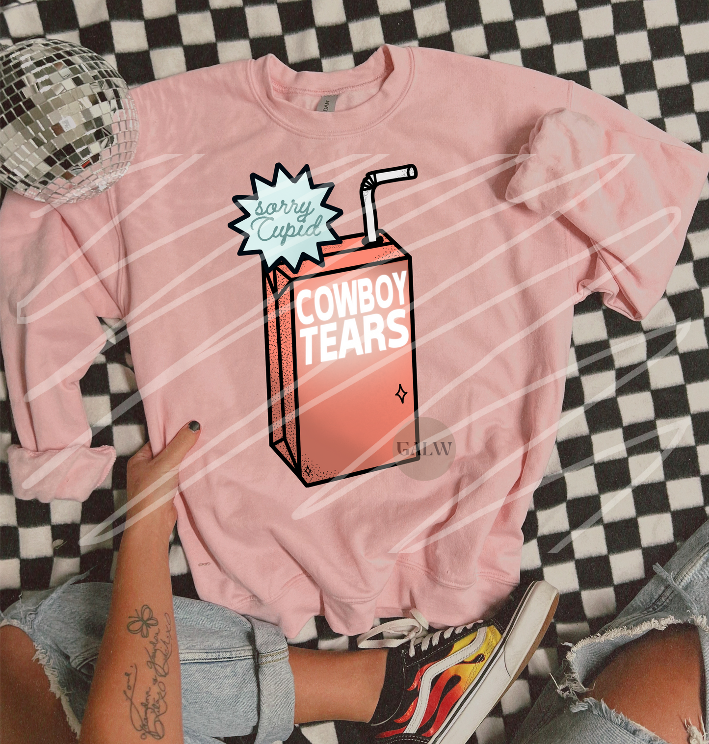 Cowboy tears juice box front design tee & sweatshirt